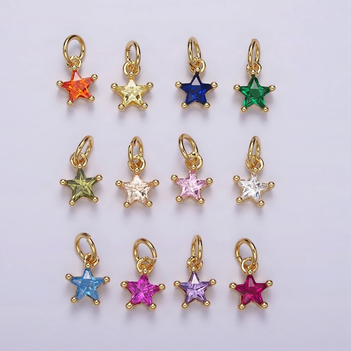 14K Gold Filled Celestial Star CZ Birthstone Personalized Add-On Charm | AG549 - AG560 - DLUXCA