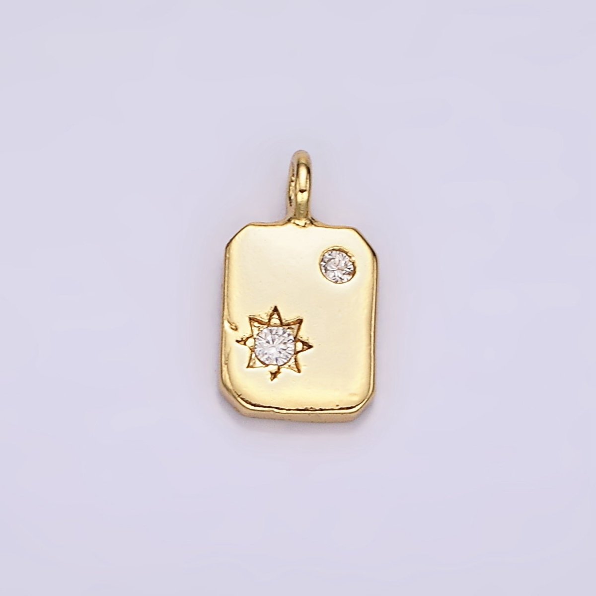 14K Gold Filled Celestial Star Sun CZ Dotted Tag Mini Charm | AC859 - DLUXCA