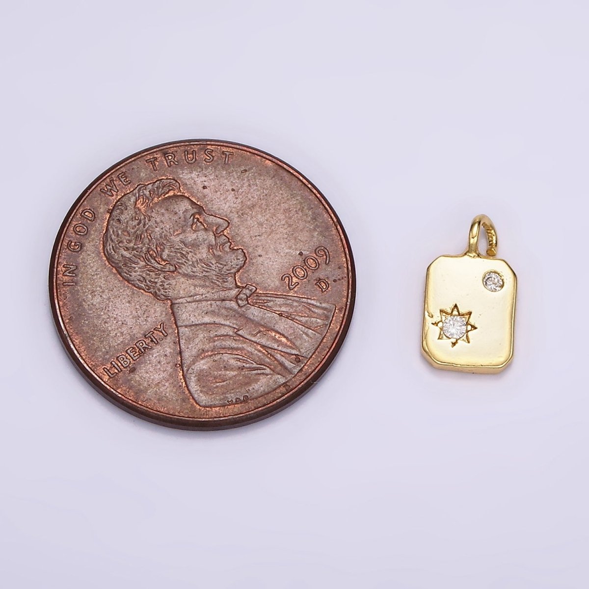 14K Gold Filled Celestial Star Sun CZ Dotted Tag Mini Charm | AC859 - DLUXCA