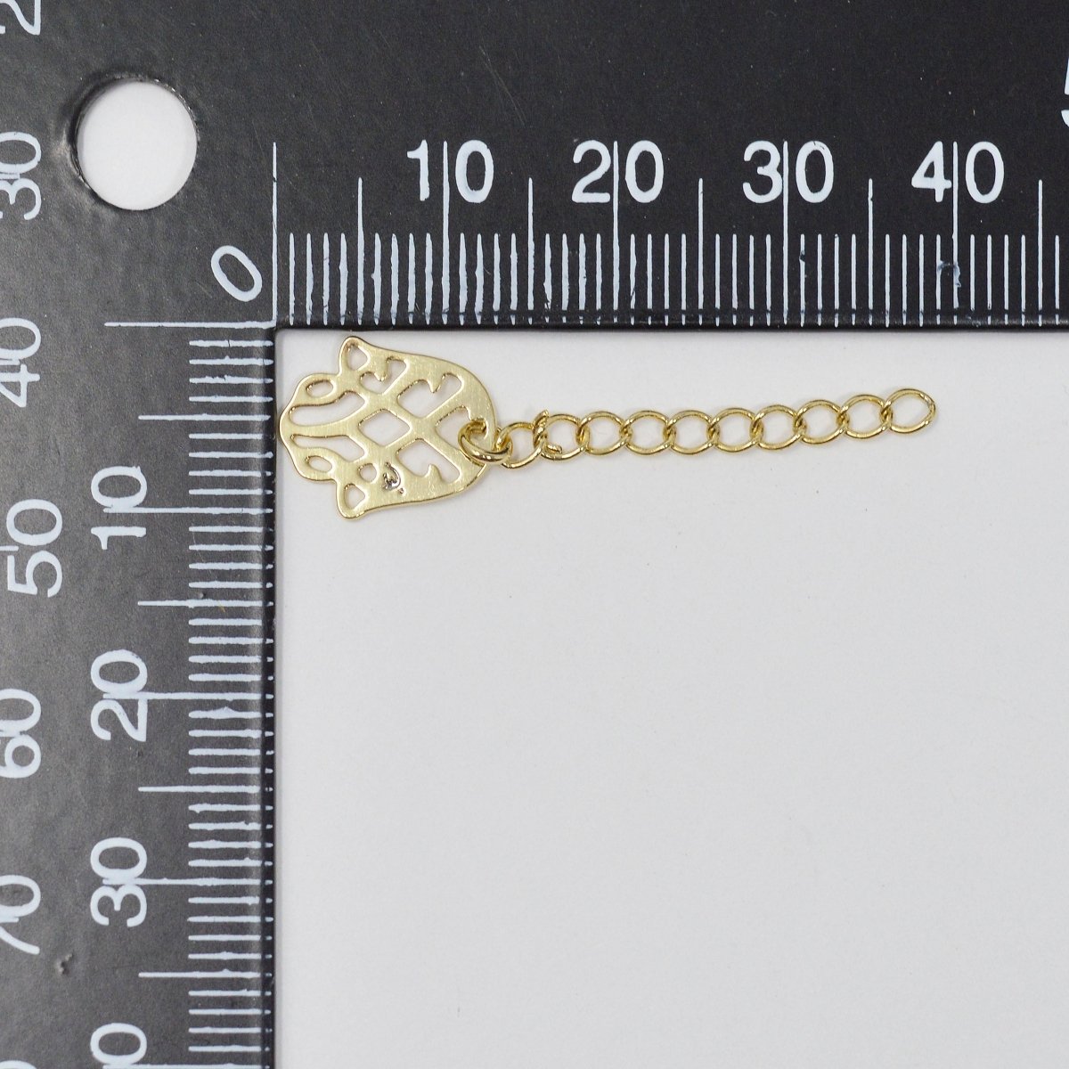 14K Gold Filled Chain Extender For Necklace Bracelet Component Supply Findings Extenders with Hamsa Hand charm L-477 - DLUXCA