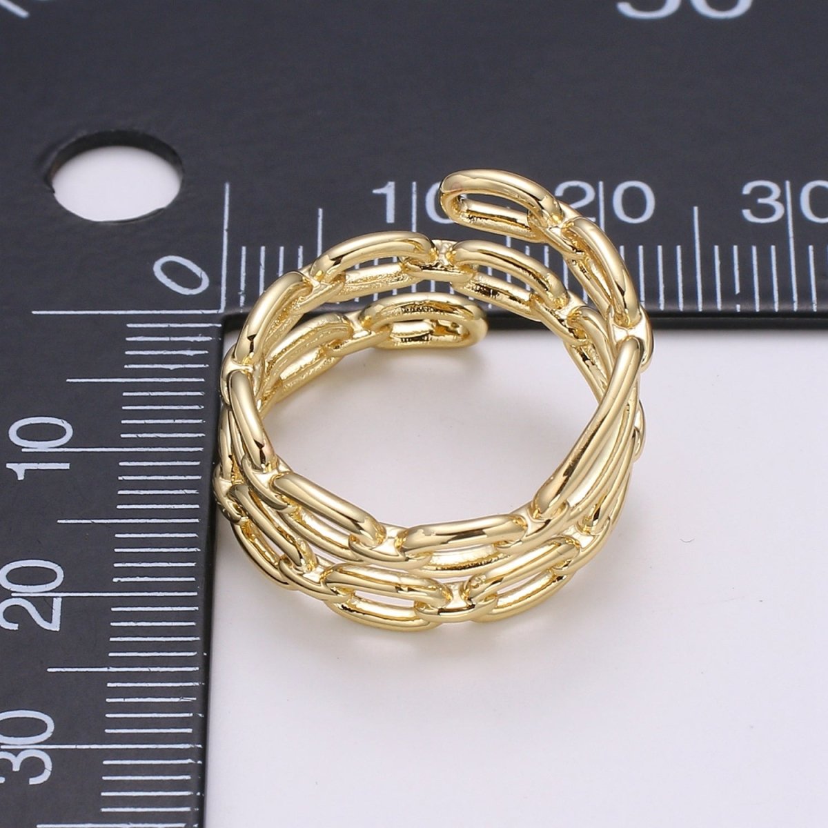 14k Gold Filled Chain Ring, Gold Stacking Ring, Thick Chain Ring, Cable Chain Ring, Statement Ring, Gold Link Ring for Minimalist Jewelry R303 O1003 - DLUXCA
