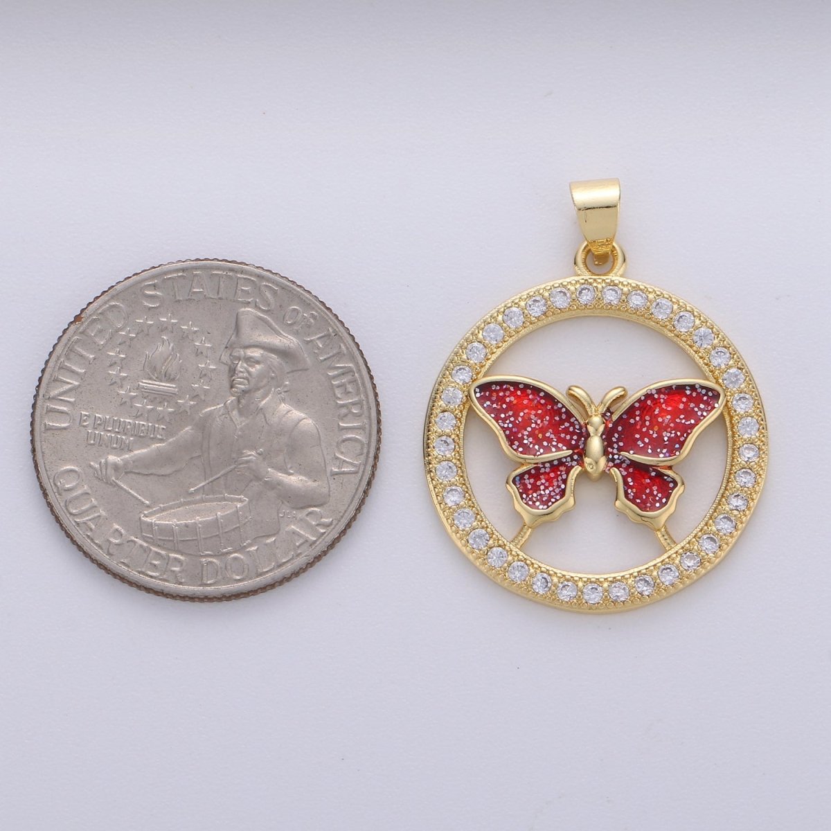 14k Gold Filled Charm Dainty Cubic Butterfly Pendant, Bracelet Charm, Necklace Pendant, Micro Pave Animal Jewelry Supply I-704 - DLUXCA