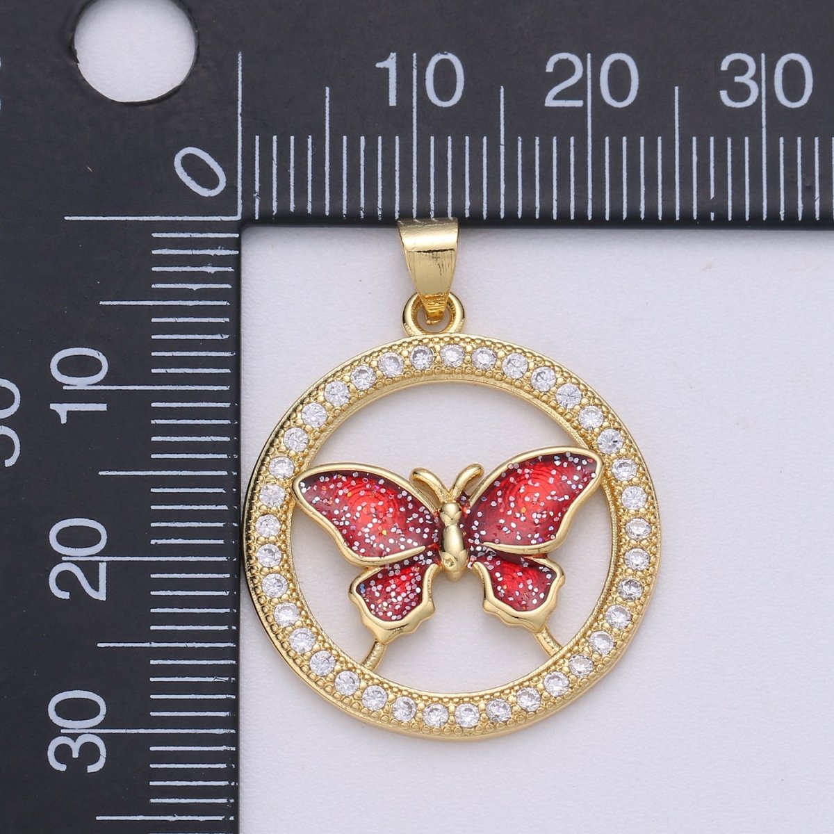 14k Gold Filled Charm Dainty Cubic Butterfly Pendant, Bracelet Charm, Necklace Pendant, Micro Pave Animal Jewelry Supply I-704 - DLUXCA