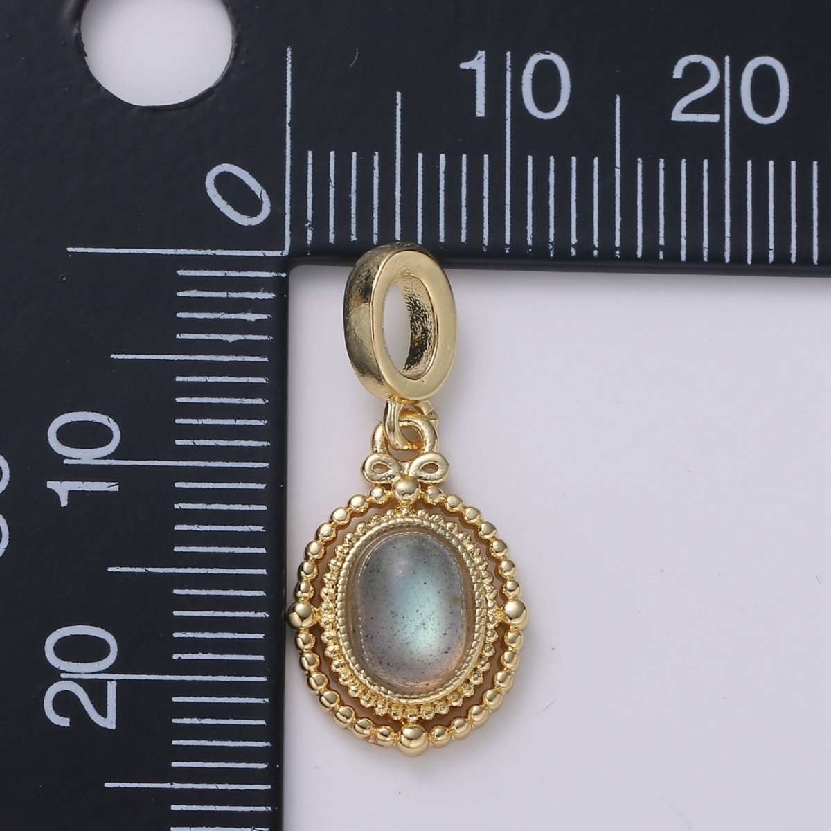 14k Gold filled Charm Geometric Bold Oval charm Rainbow Labradorite Medallion pendant, Necklace Bracelet supply, Jewelry makings H-301 - DLUXCA