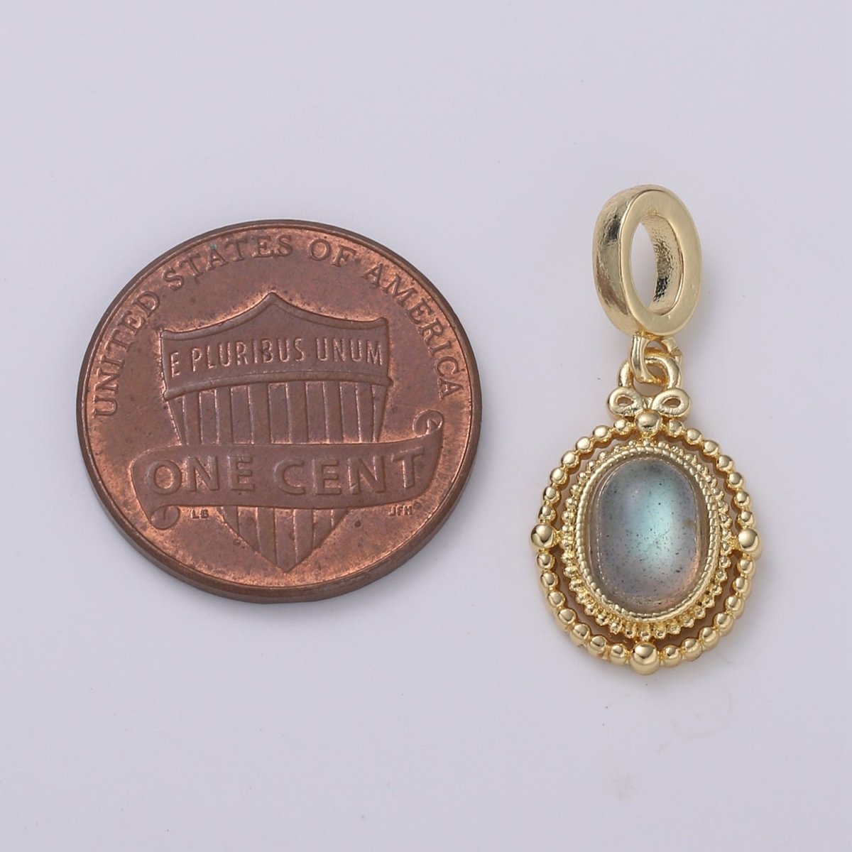 14k Gold filled Charm Geometric Bold Oval charm Rainbow Labradorite Medallion pendant, Necklace Bracelet supply, Jewelry makings H-301 - DLUXCA