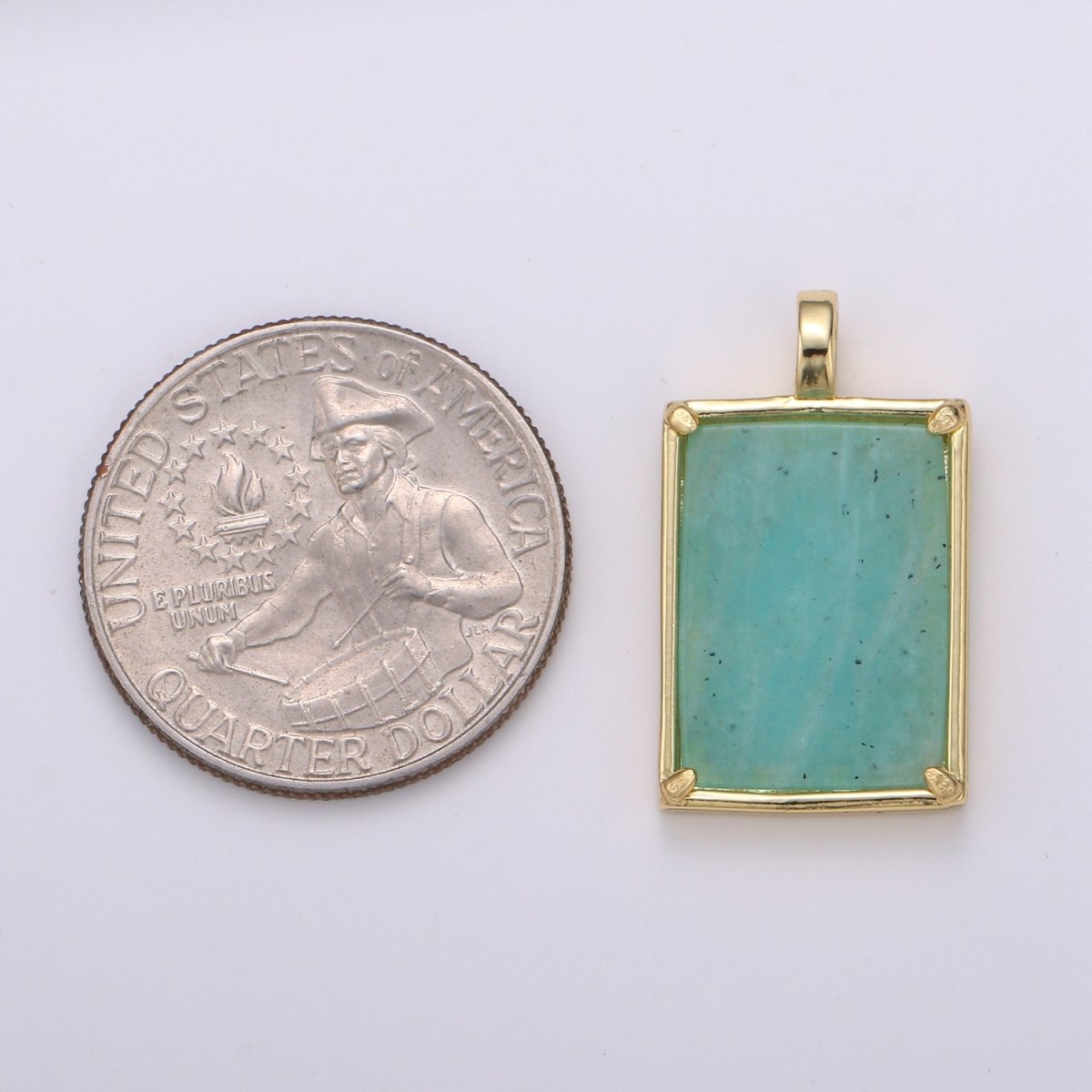 14k Gold filled Charm Geometric Natural Stone lapis lazuli Amethyst, Aquamarine, Rose Quartz Necklace Pendant for Jewelry Supply I-785 ~ I-790 - DLUXCA