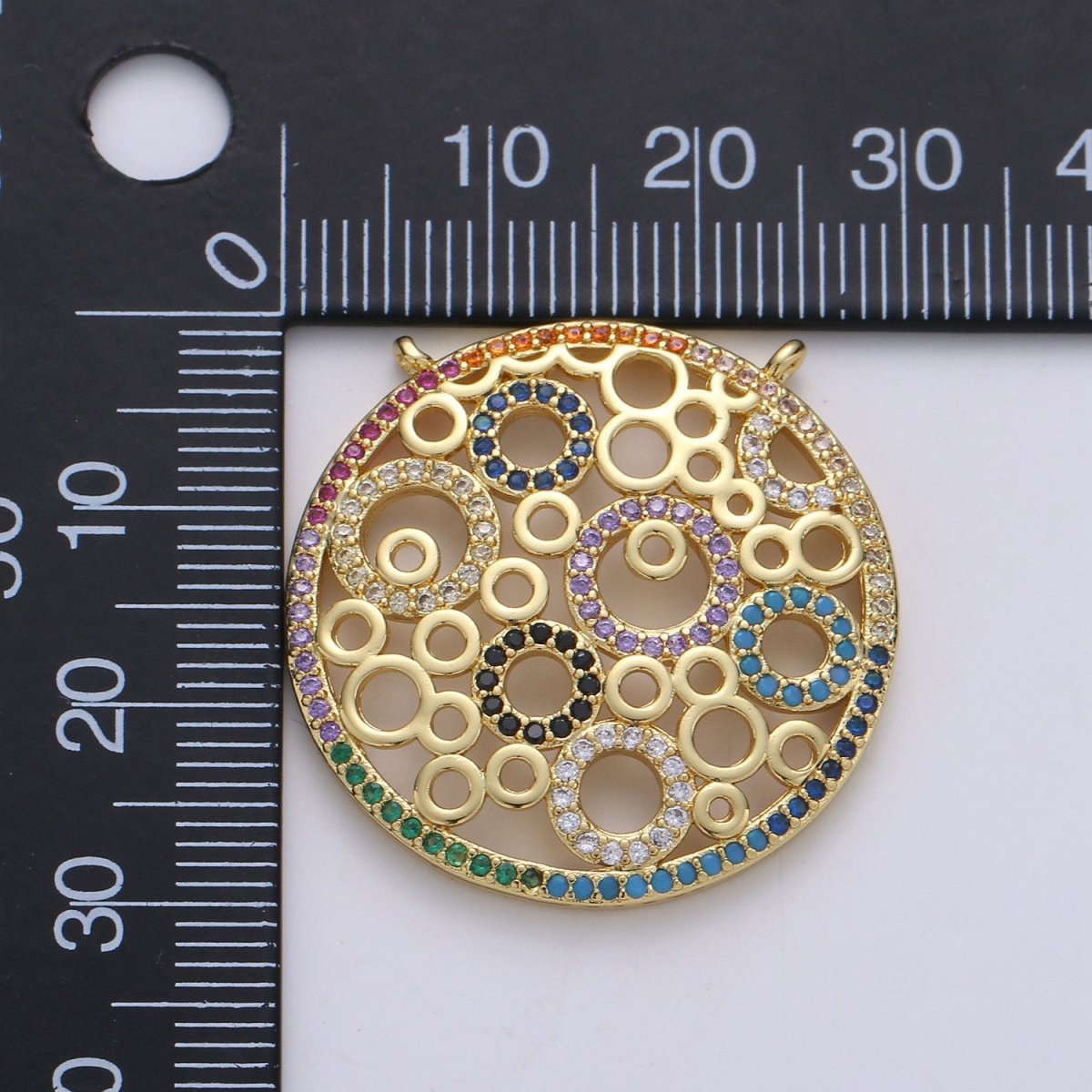 14K Gold Filled Charm Micro Pave Dream Catcher Charm for Necklace Earring Charm Pendant Multi Color Cubic Coin Charm F-431 - DLUXCA