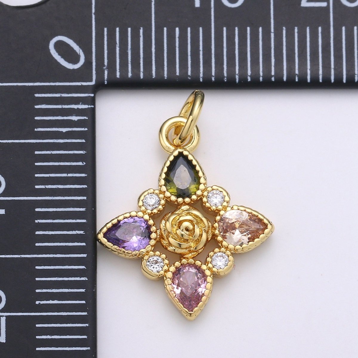 14K Gold Filled Charm Multi Color Rainbow Cross Charm for Necklace Pendant Earring Findings Jewelry Making Supplies E-020 - DLUXCA