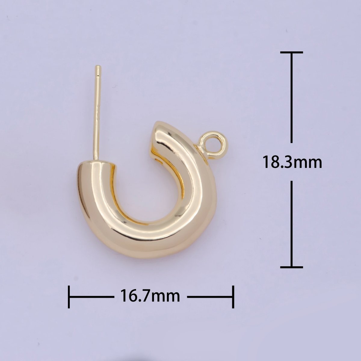 14K Gold Filled Chubby C-Shaped Hoop Open Loop Earrings Making Supply L-732 - DLUXCA
