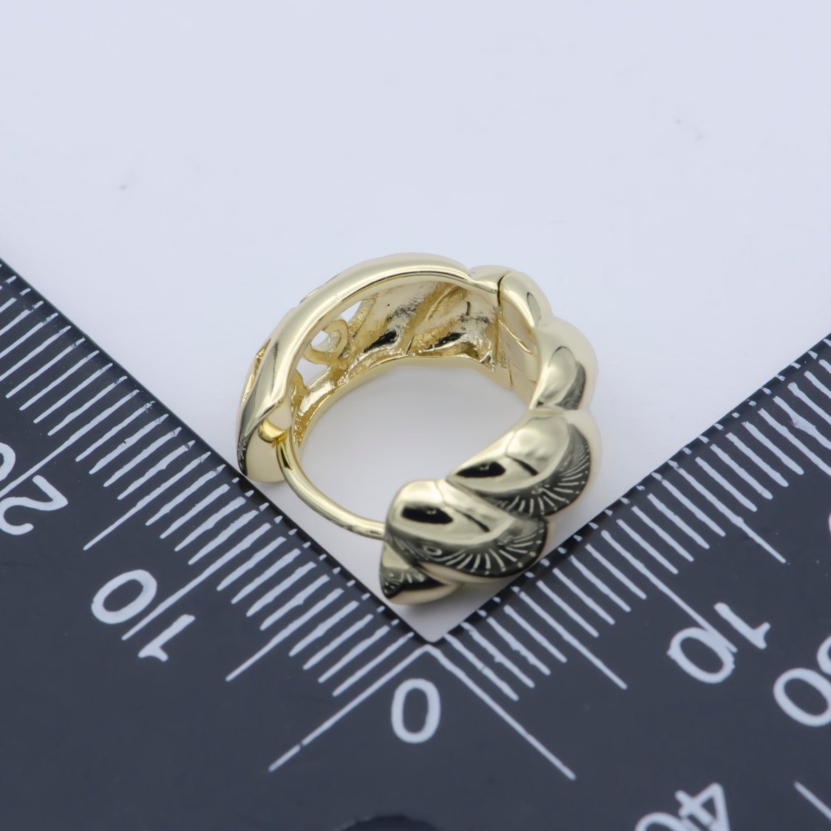 14k Gold Filled Chunky Croissant Hoop Earrings, Hypoallergenic Bold Style Women Jewelry P-270 - DLUXCA