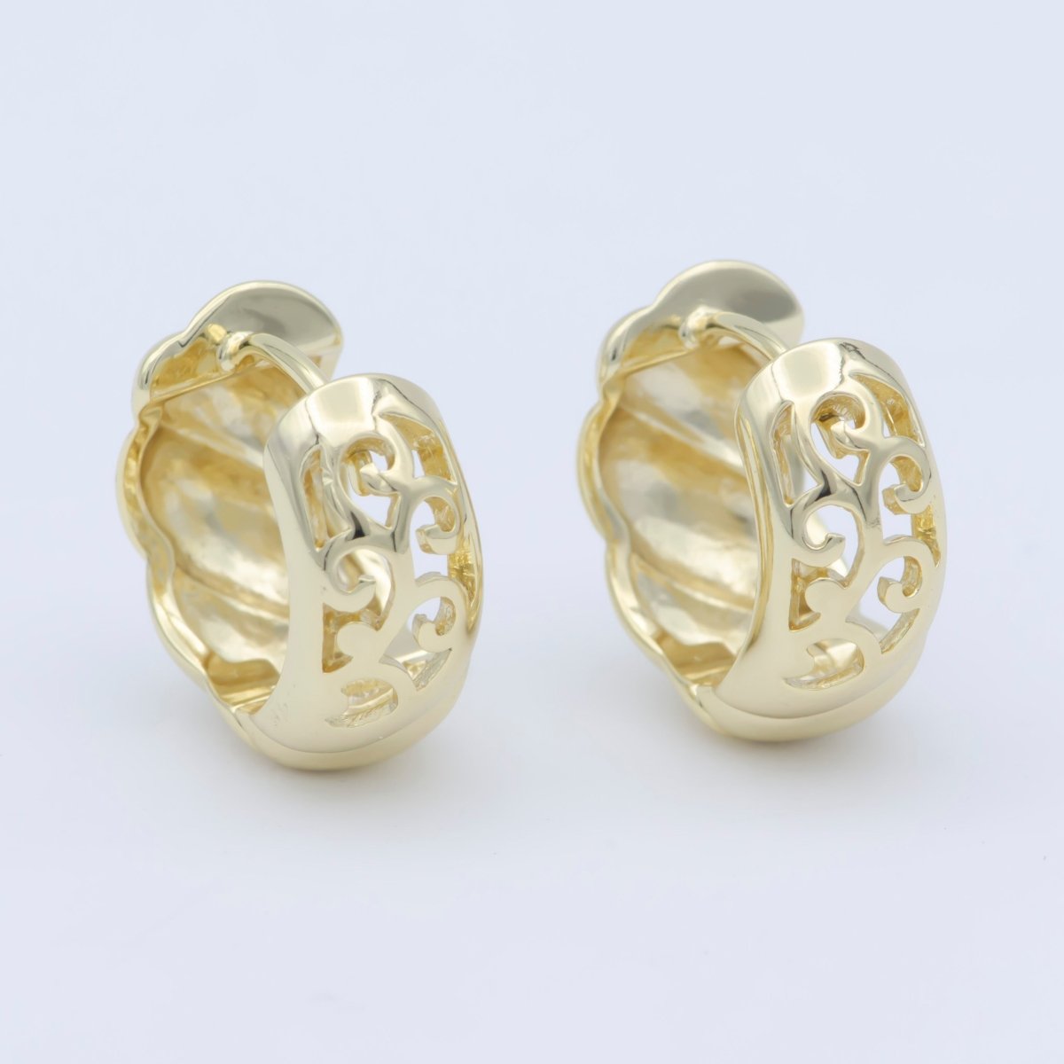 14k Gold Filled Chunky Croissant Hoop Earrings, Hypoallergenic Bold Style Women Jewelry P-270 - DLUXCA