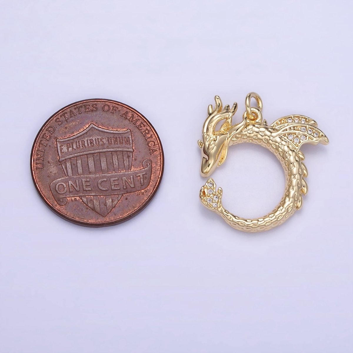 14K Gold Filled Circular Dragon Micro Paved CZ Charm | W587 - DLUXCA