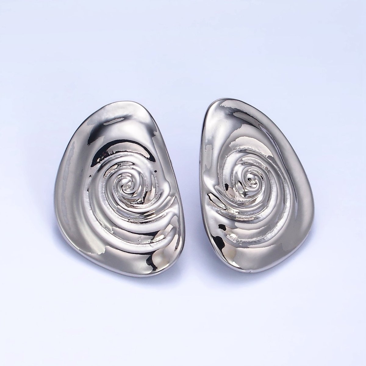 14K Gold Filled Circular Wave Abstract Stud Earrings in Gold & Silver | P454 P455 - DLUXCA