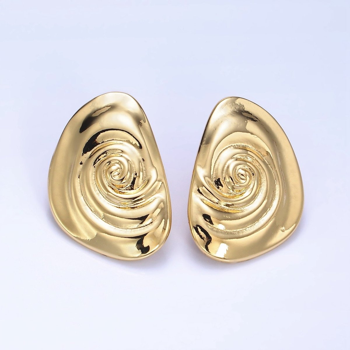 14K Gold Filled Circular Wave Abstract Stud Earrings in Gold & Silver | P454 P455 - DLUXCA
