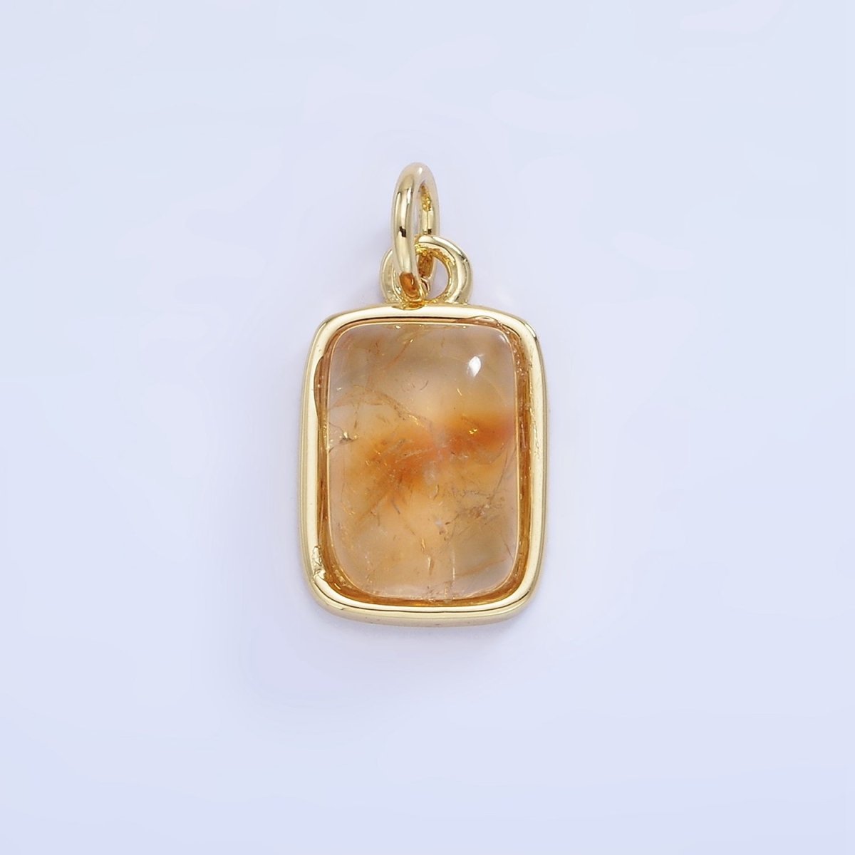 14K Gold Filled Citrine Gemstone Rectangle Bezel Charm | W583 - DLUXCA