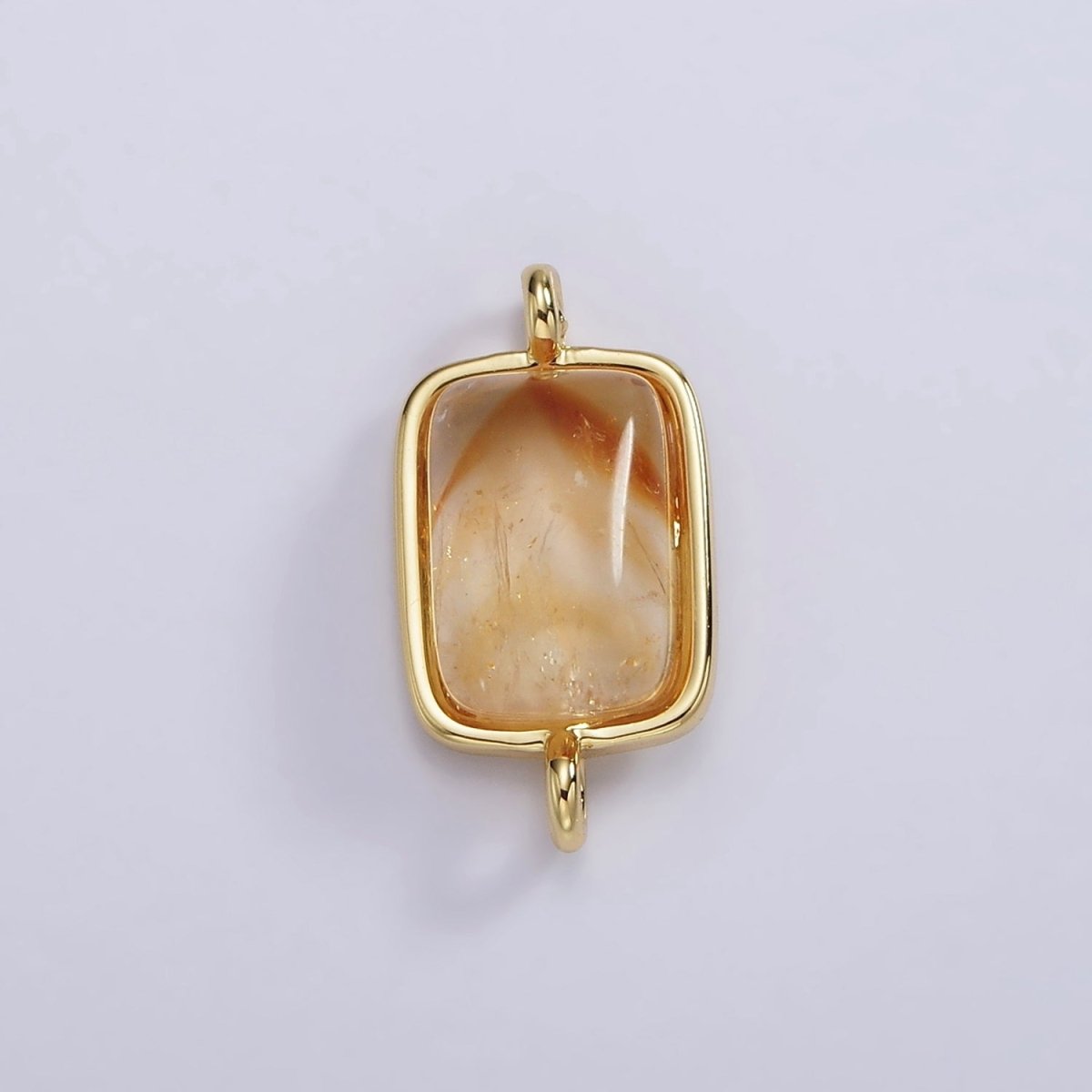 14K Gold Filled Citrine Gemstone Rectangular Bezel Connector | G254 - DLUXCA