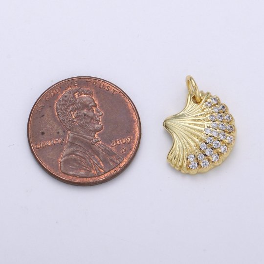 14K Gold Filled Clam Shell Pendant, Scallop Shell, Cockle Shell, Seashell Charms, Gold Shel,E-107l Pendant, Beach Inspired Charm Supply,E-107 - DLUXCA