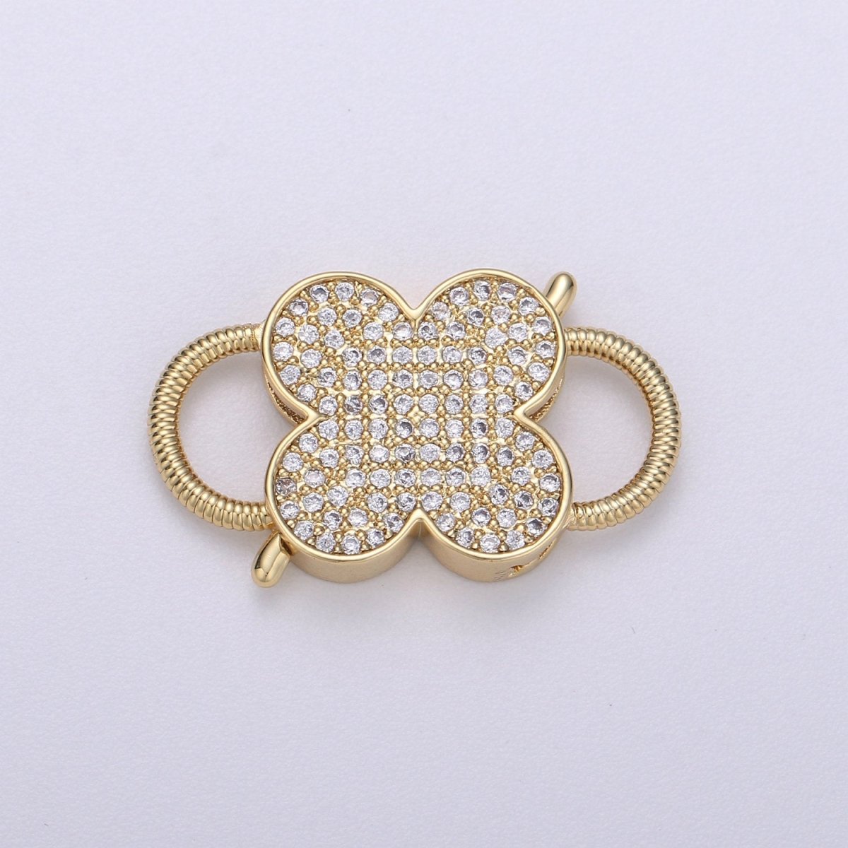 14k Gold Filled Clasp clicker Clover Clasp, 16x27mm, Flower Clover double Clicker ends, Bracelet Necklace Clicker Connector K-911 - DLUXCA