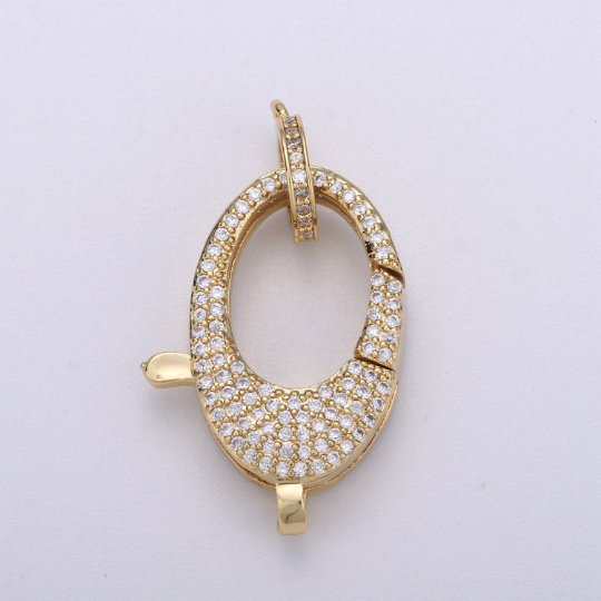 14K Gold Filled Clasp CZ Micro Pave Teardrop Lobster Claw Clasp,Micro Pave Clasp, 29x12mm K-908 - DLUXCA