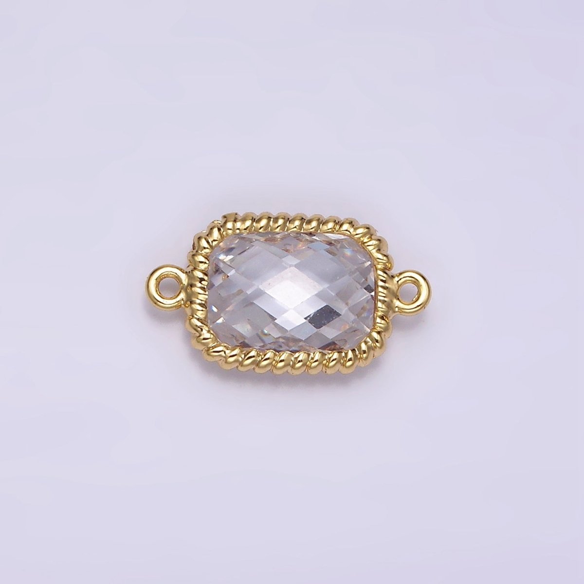 14K Gold Filled Clear Baguette CZ Multifaceted Braided Bezel Connector | G792 - DLUXCA