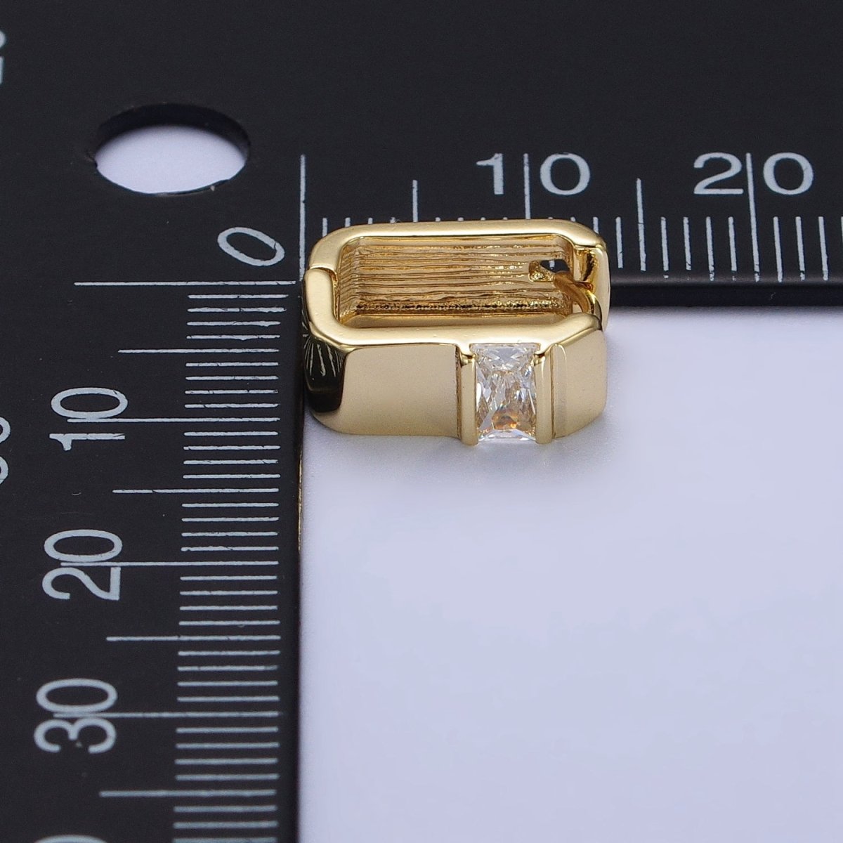 14K Gold Filled Clear Baguette CZ Wide U-Shaped Hoop Earrings | AB234 - DLUXCA