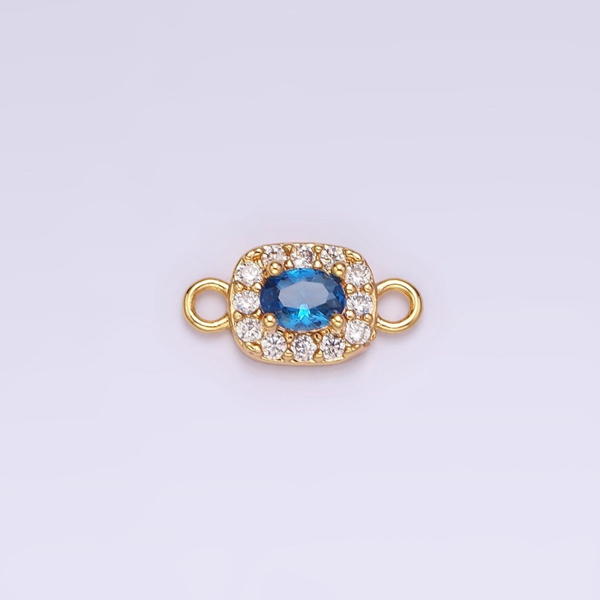 14K Gold Filled Clear, Black, Blue, Pink, Green, Fuchsia CZ 5mm Mini Rectangle Connector | G-107 - G-112 - DLUXCA