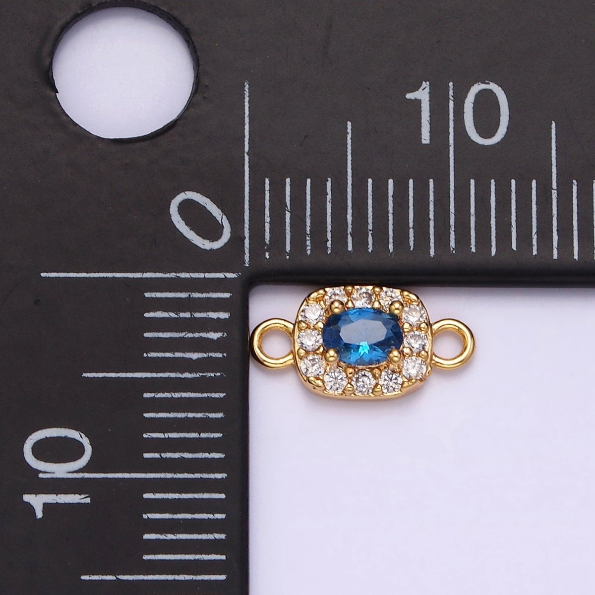 14K Gold Filled Clear, Black, Blue, Pink, Green, Fuchsia CZ 5mm Mini Rectangle Connector | G-107 - G-112 - DLUXCA