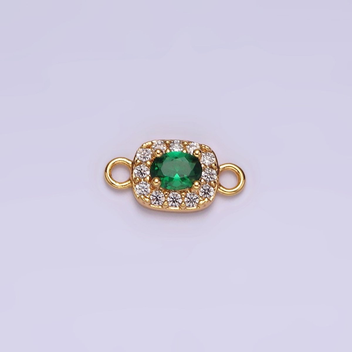 14K Gold Filled Clear, Black, Blue, Pink, Green, Fuchsia CZ 5mm Mini Rectangle Connector | G-107 - G-112 - DLUXCA