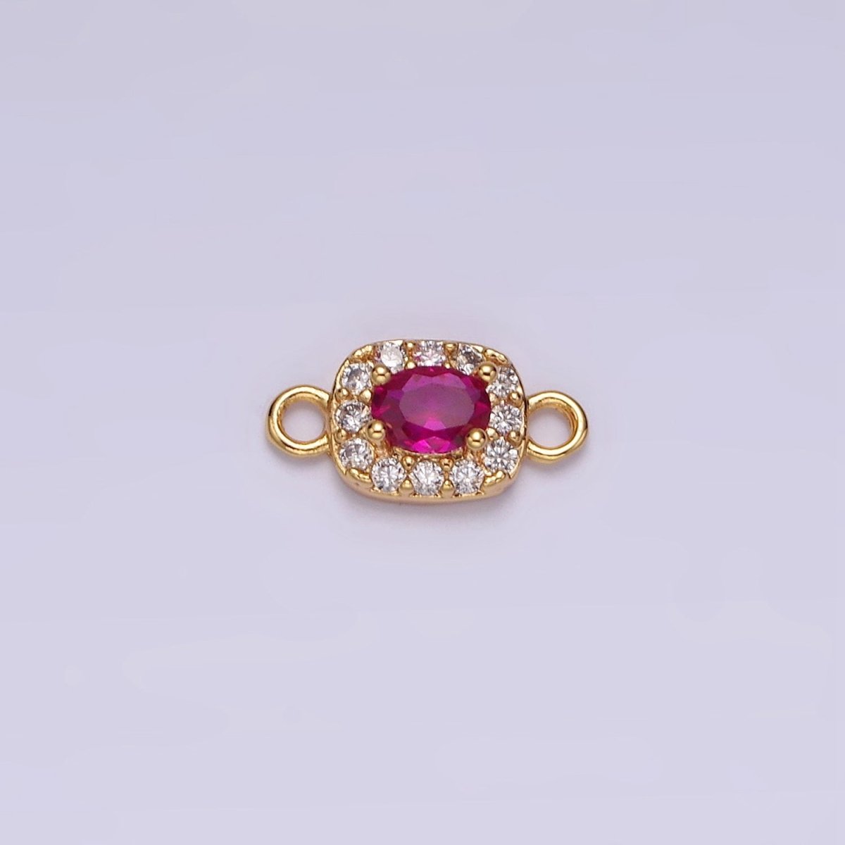 14K Gold Filled Clear, Black, Blue, Pink, Green, Fuchsia CZ 5mm Mini Rectangle Connector | G-107 - G-112 - DLUXCA