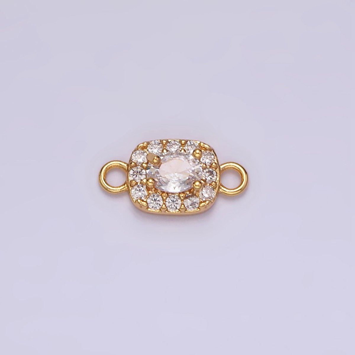 14K Gold Filled Clear, Black, Blue, Pink, Green, Fuchsia CZ 5mm Mini Rectangle Connector | G-107 - G-112 - DLUXCA