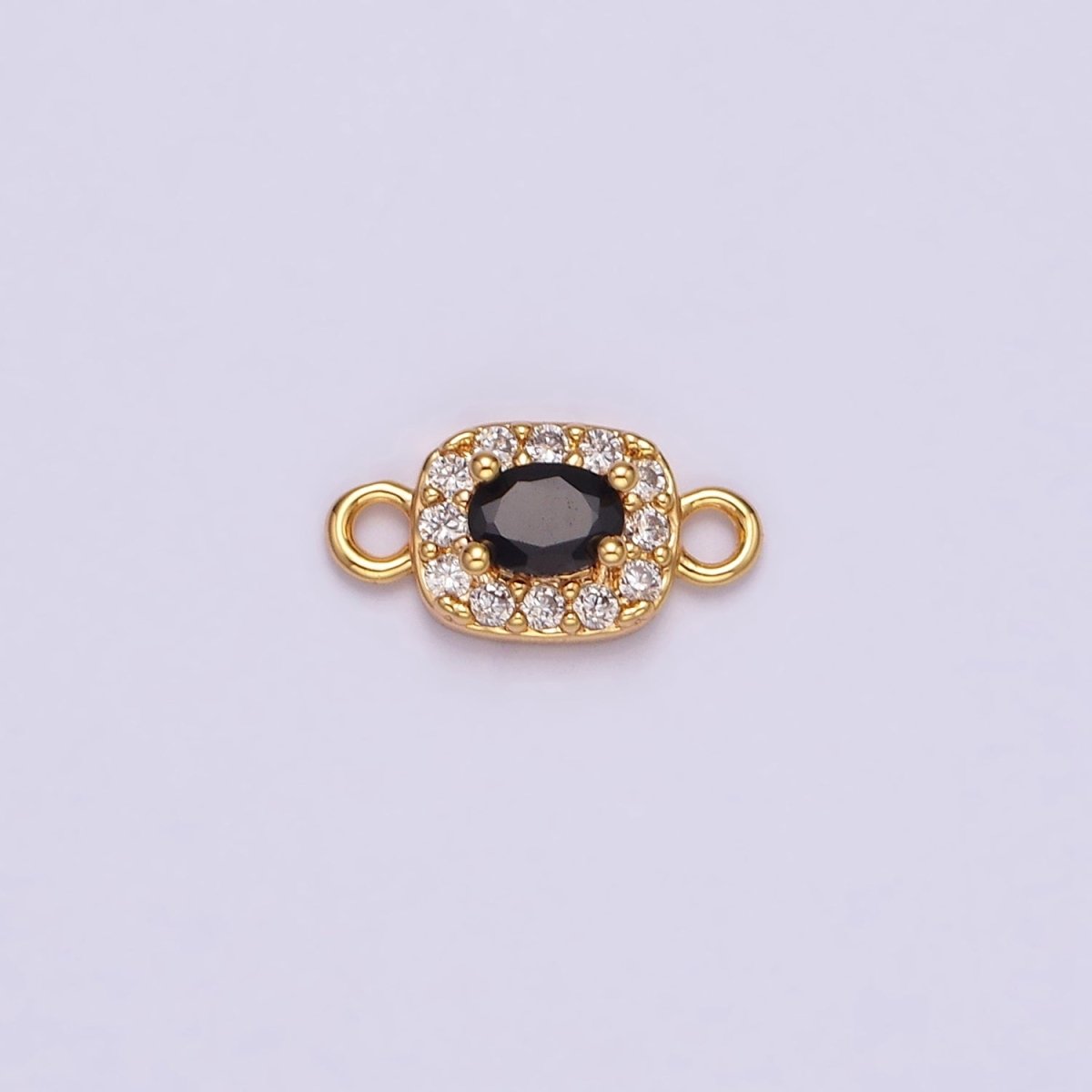 14K Gold Filled Clear, Black, Blue, Pink, Green, Fuchsia CZ 5mm Mini Rectangle Connector | G-107 - G-112 - DLUXCA