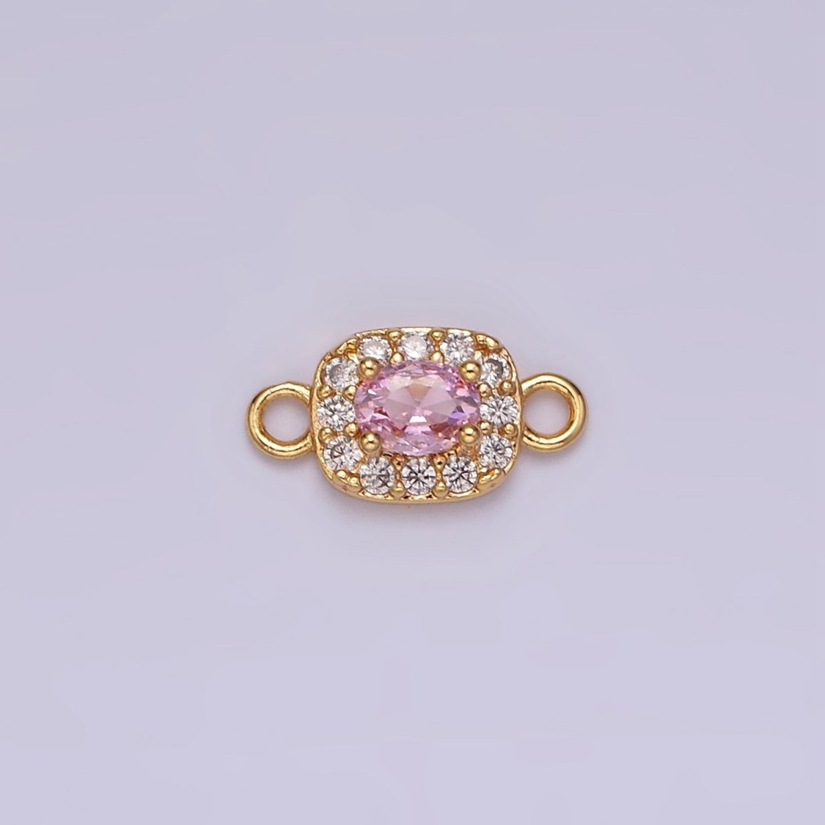 14K Gold Filled Clear, Black, Blue, Pink, Green, Fuchsia CZ 5mm Mini Rectangle Connector | G-107 - G-112 - DLUXCA