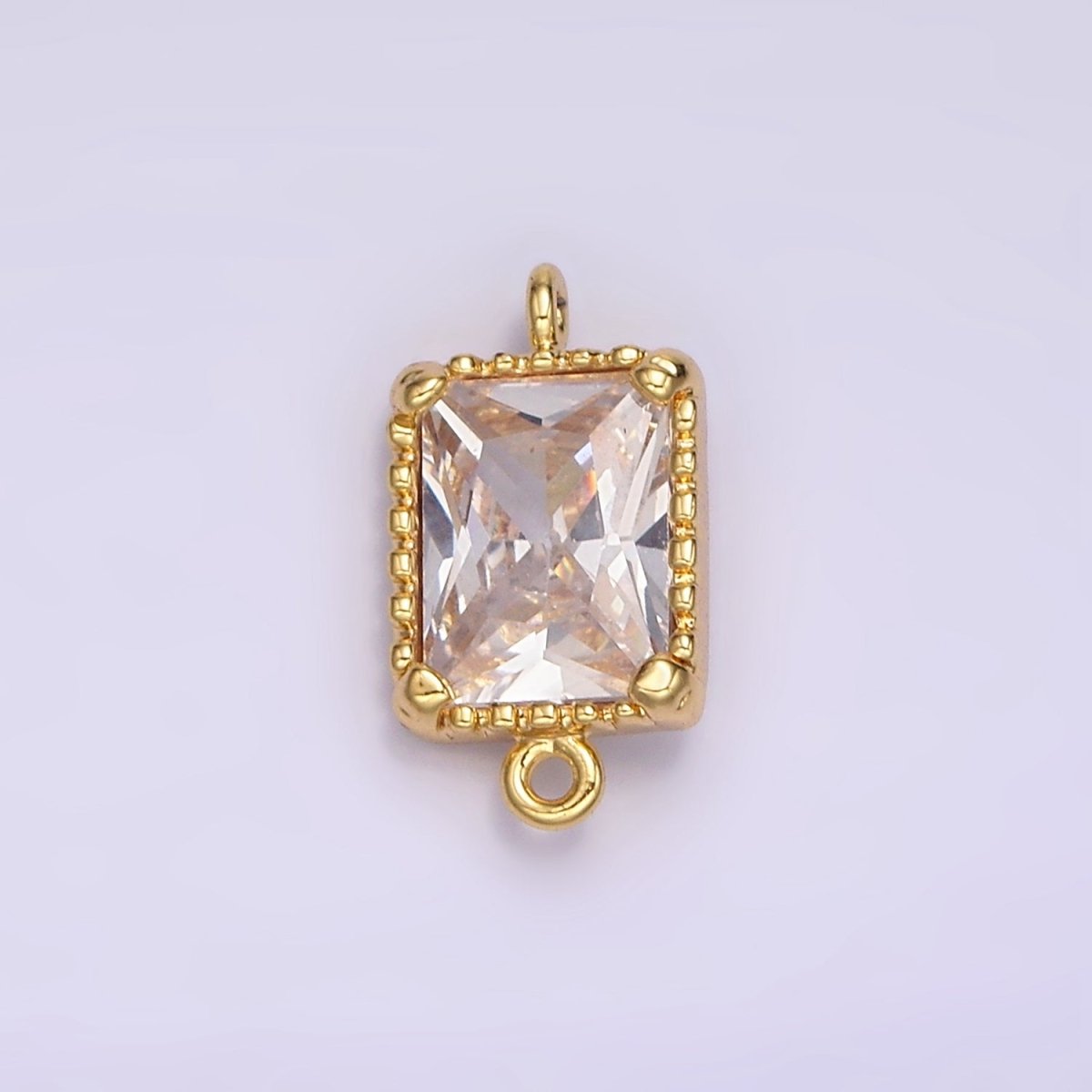 14K Gold Filled Clear, Black CZ Multifaceted Baguette Bezel Connector | G817 G818 - DLUXCA