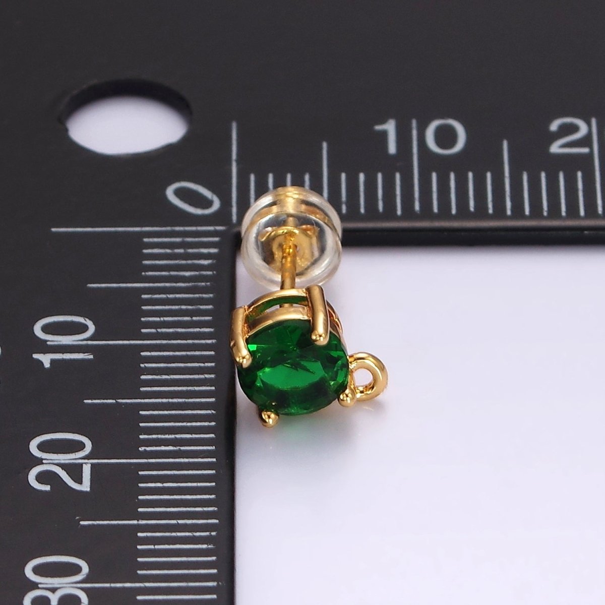 14K Gold Filled Clear, Black, Pink, Green CZ Open Loop Stud Earrings Finding Supply in Gold & Silver | Z626 - Z633 - DLUXCA