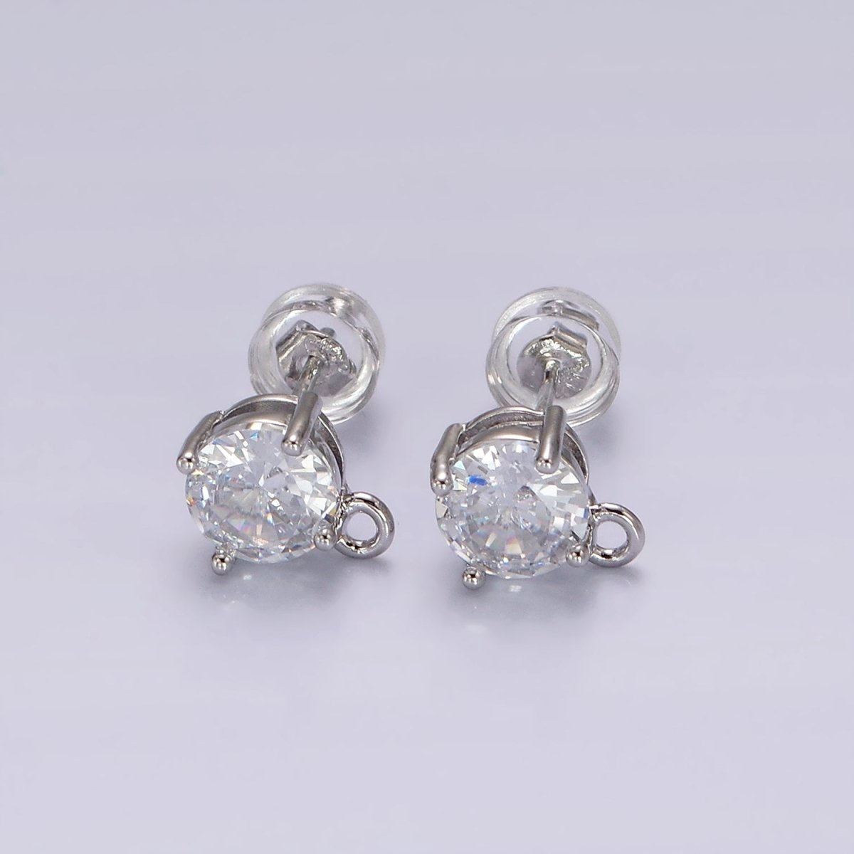 14K Gold Filled Clear, Black, Pink, Green CZ Open Loop Stud Earrings Finding Supply in Gold & Silver | Z626 - Z633 - DLUXCA