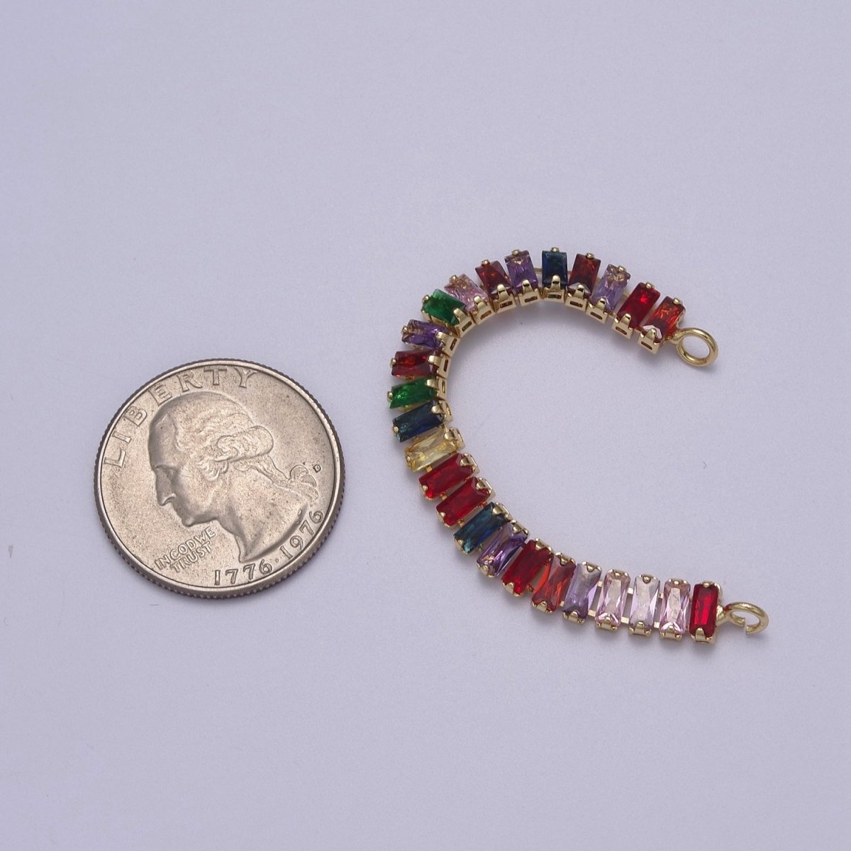 14k Gold Filled Clear / Colorful CZ Rectangular Baguette Paved connector Bendable Long Bar Connector for DIY Bracelet Component F-010 F-011 F-017 F-025 F-026 F-028 F-033 F-037 F-046 - DLUXCA