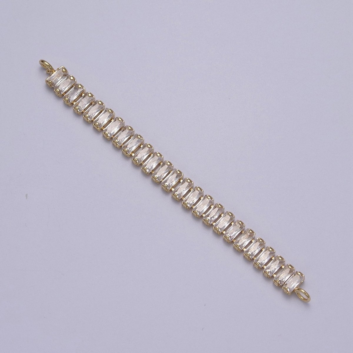 14k Gold Filled Clear / Colorful CZ Rectangular Baguette Paved connector Bendable Long Bar Connector for DIY Bracelet Component F-010 F-011 F-017 F-025 F-026 F-028 F-033 F-037 F-046 - DLUXCA
