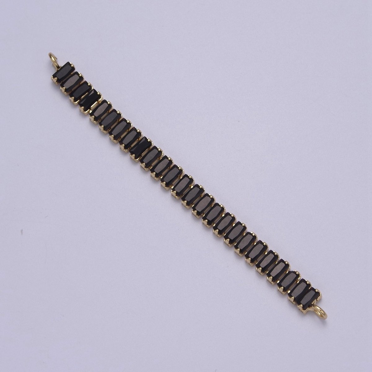 14k Gold Filled Clear / Colorful CZ Rectangular Baguette Paved connector Bendable Long Bar Connector for DIY Bracelet Component F-010 F-011 F-017 F-025 F-026 F-028 F-033 F-037 F-046 - DLUXCA