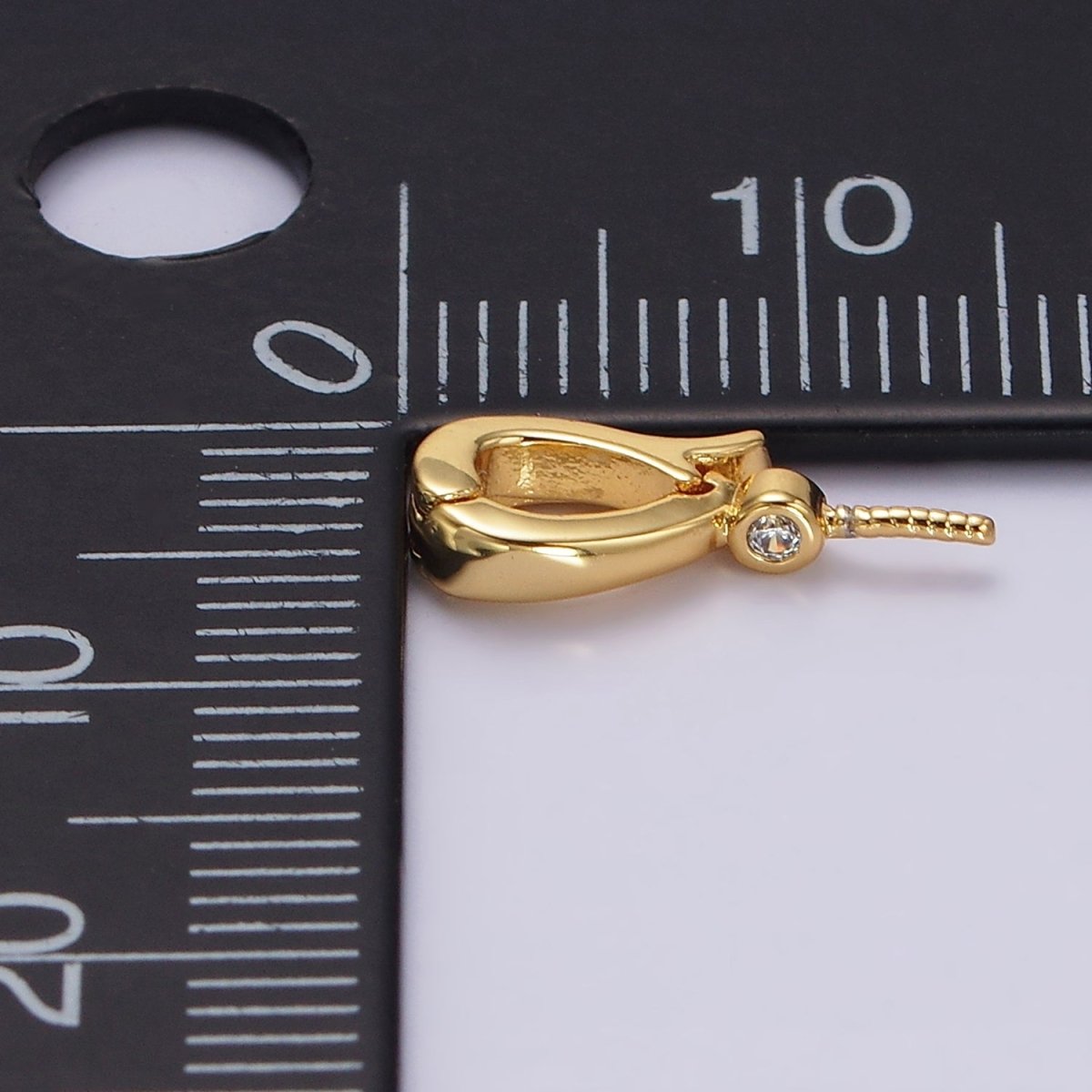 14K Gold Filled Clear CZ Drill Snap Interchangeable Charm Holder Jewelry Supply in Gold & Silver | Z-481 Z-482 - DLUXCA