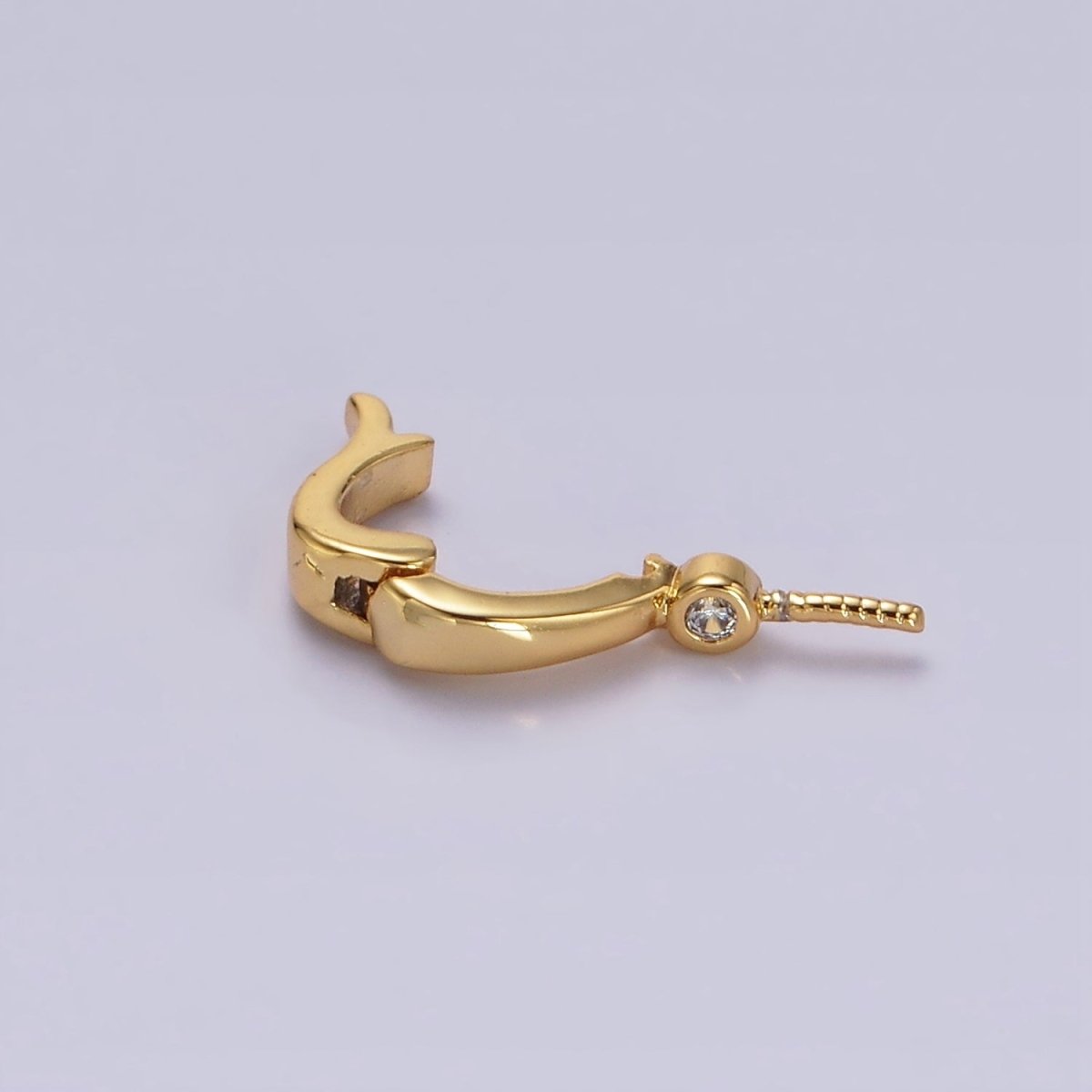 14K Gold Filled Clear CZ Drill Snap Interchangeable Charm Holder Jewelry Supply in Gold & Silver | Z-481 Z-482 - DLUXCA