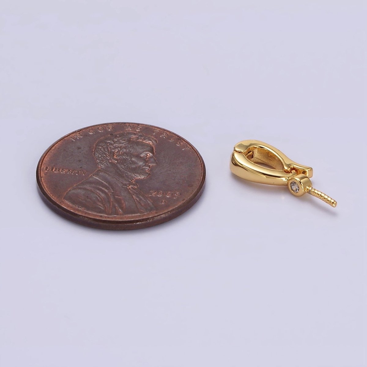 14K Gold Filled Clear CZ Drill Snap Interchangeable Charm Holder Jewelry Supply in Gold & Silver | Z-481 Z-482 - DLUXCA