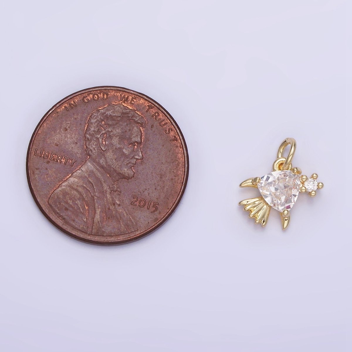 14K Gold Filled Clear CZ Fish Sea Animal Mini Charm | AG741 - DLUXCA