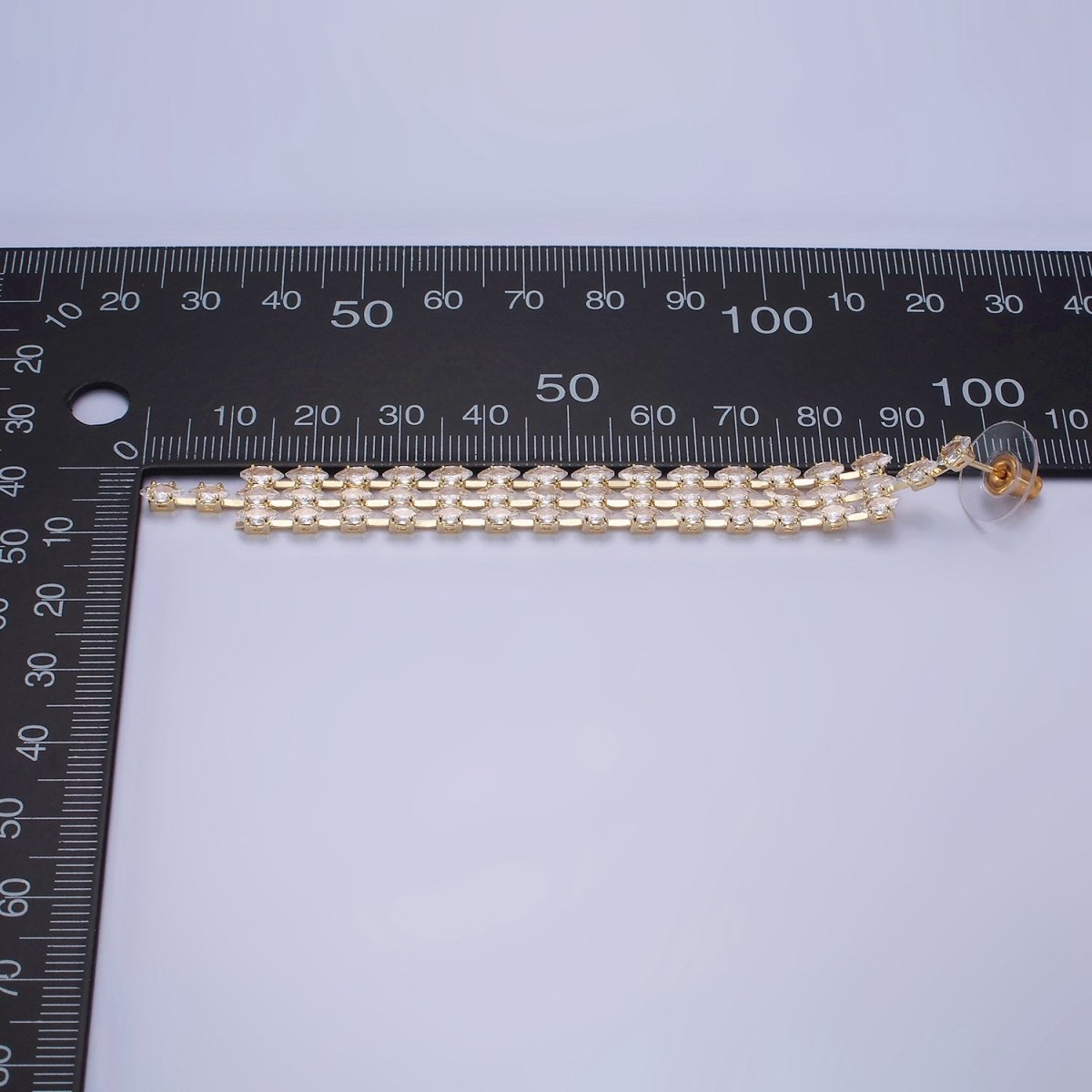 14K Gold Filled Clear CZ Marquise Triple Lined Drop Stud Earrings in Gold & Silver | AE505 AE506 - DLUXCA