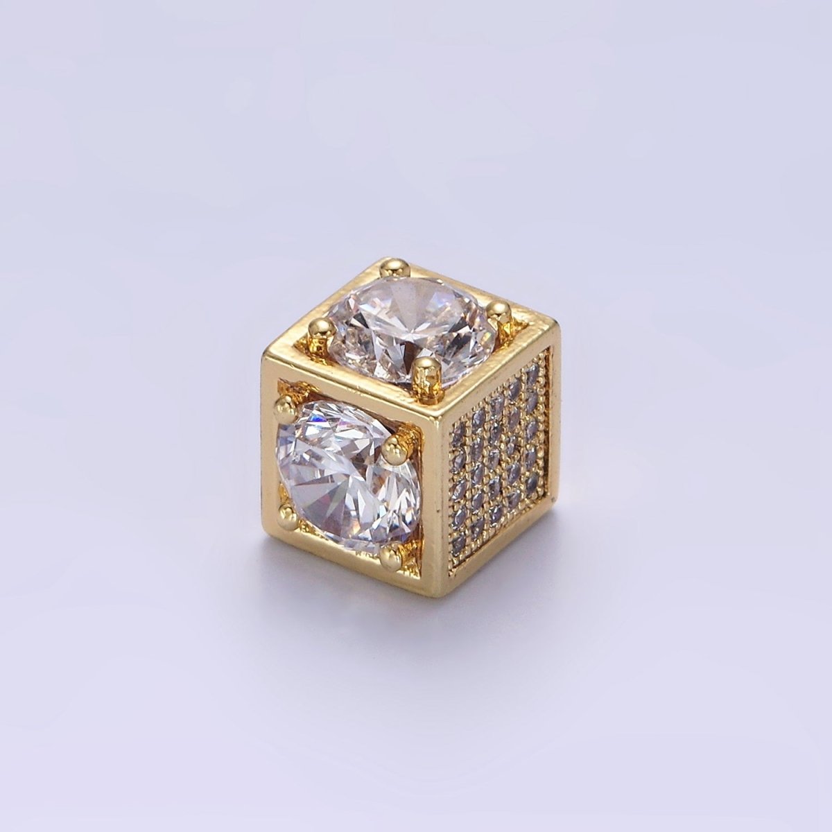14K Gold Filled Clear CZ Micro Paved Open Heart Bead | B-796 - DLUXCA