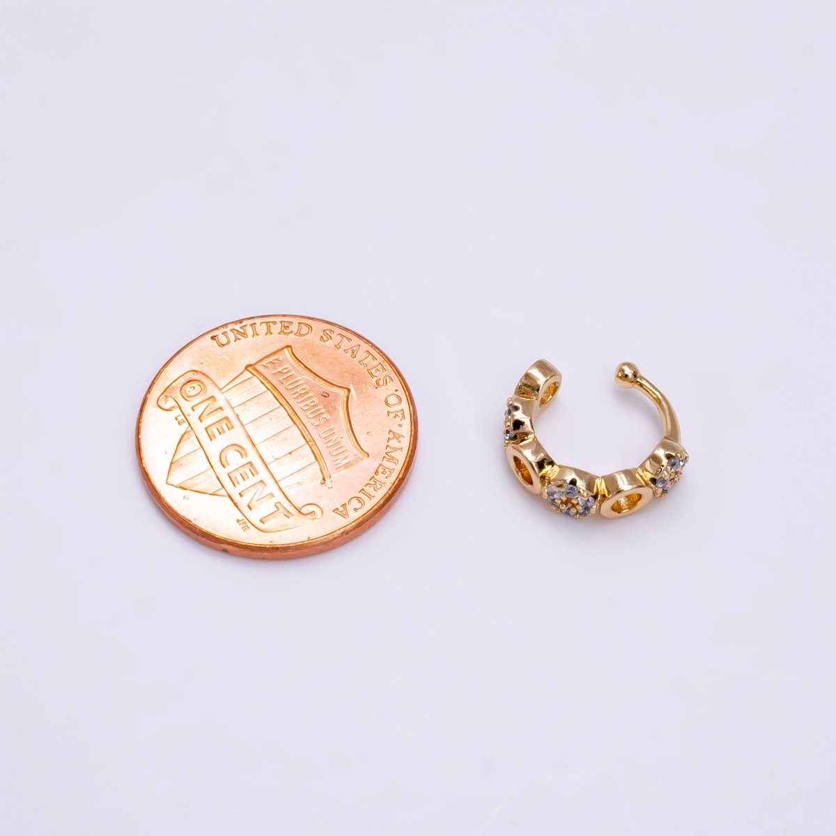 14K Gold Filled Clear CZ Micro Paved Open Rounded Ear Cuff Earrings | AI095 - DLUXCA