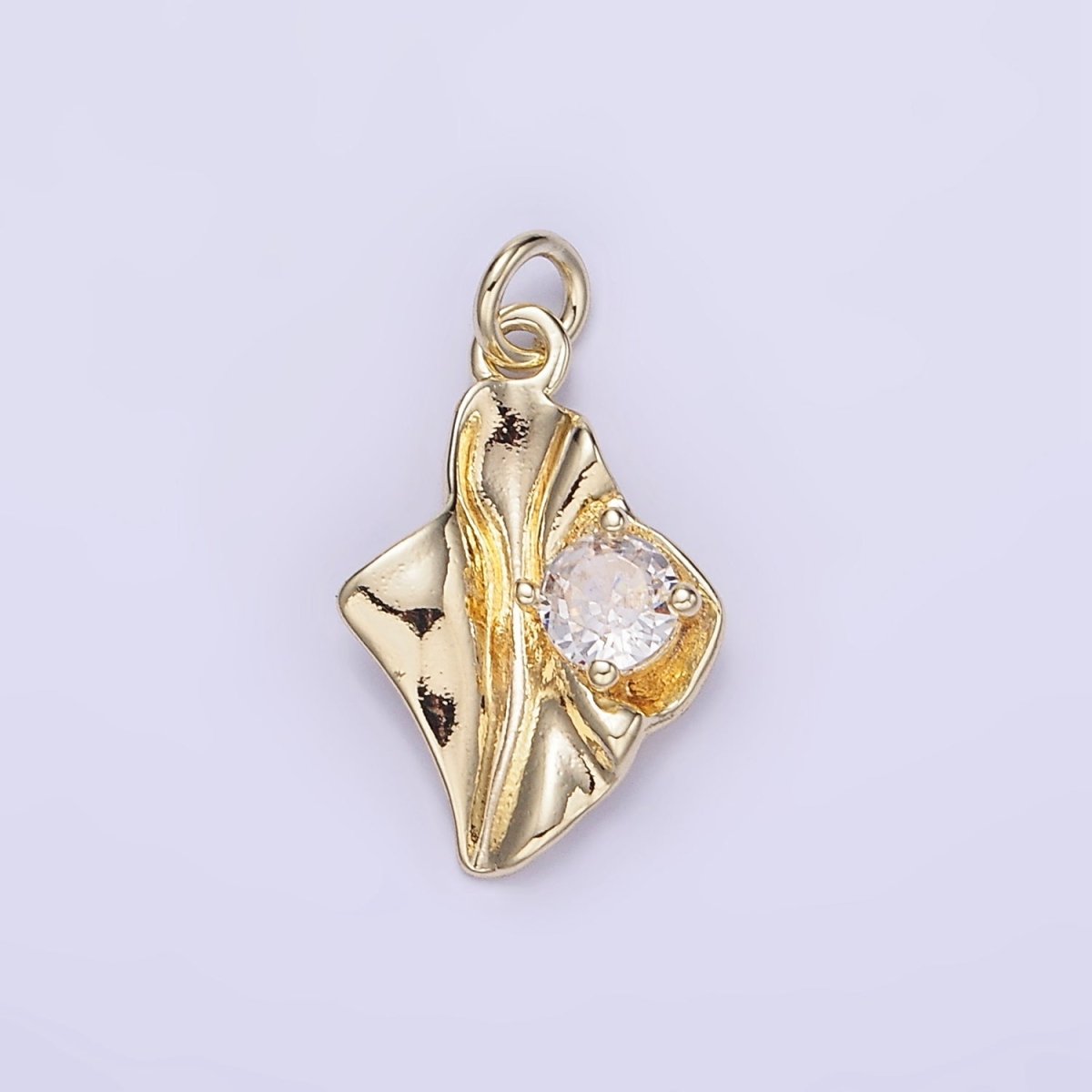 14K Gold Filled Clear CZ Molten Foil Mini Charm | W589 - DLUXCA