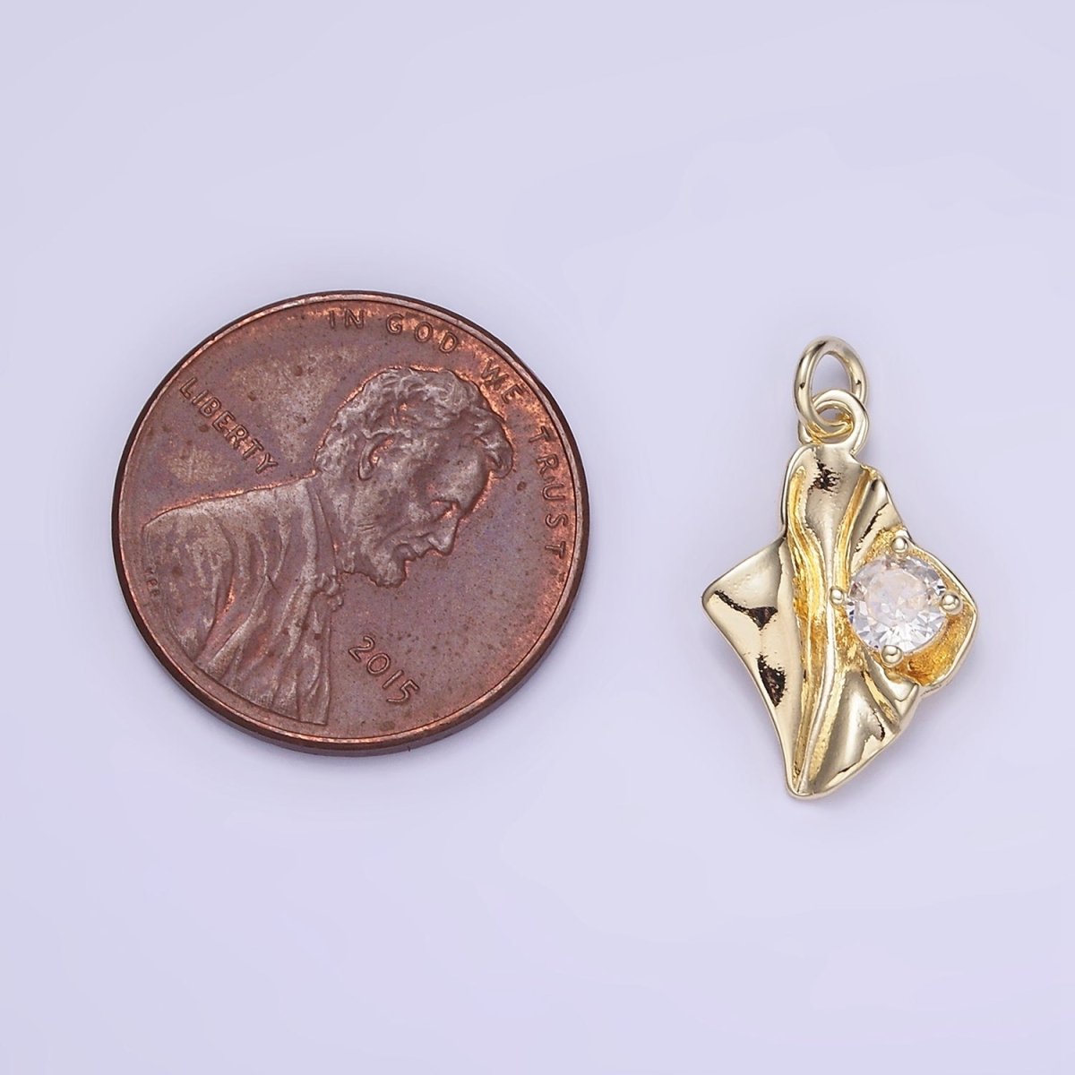 14K Gold Filled Clear CZ Molten Foil Mini Charm | W589 - DLUXCA