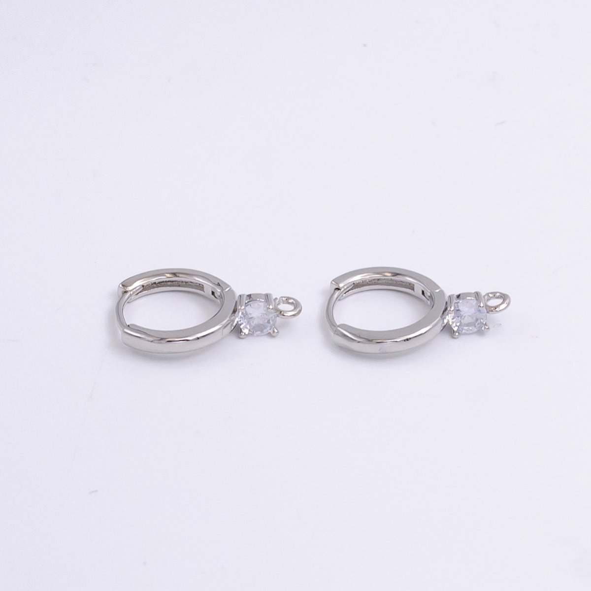 14K Gold Filled Clear CZ Open Loop 12mm Huggie Earrings in Gold & Silver | Z614 Z617 - DLUXCA