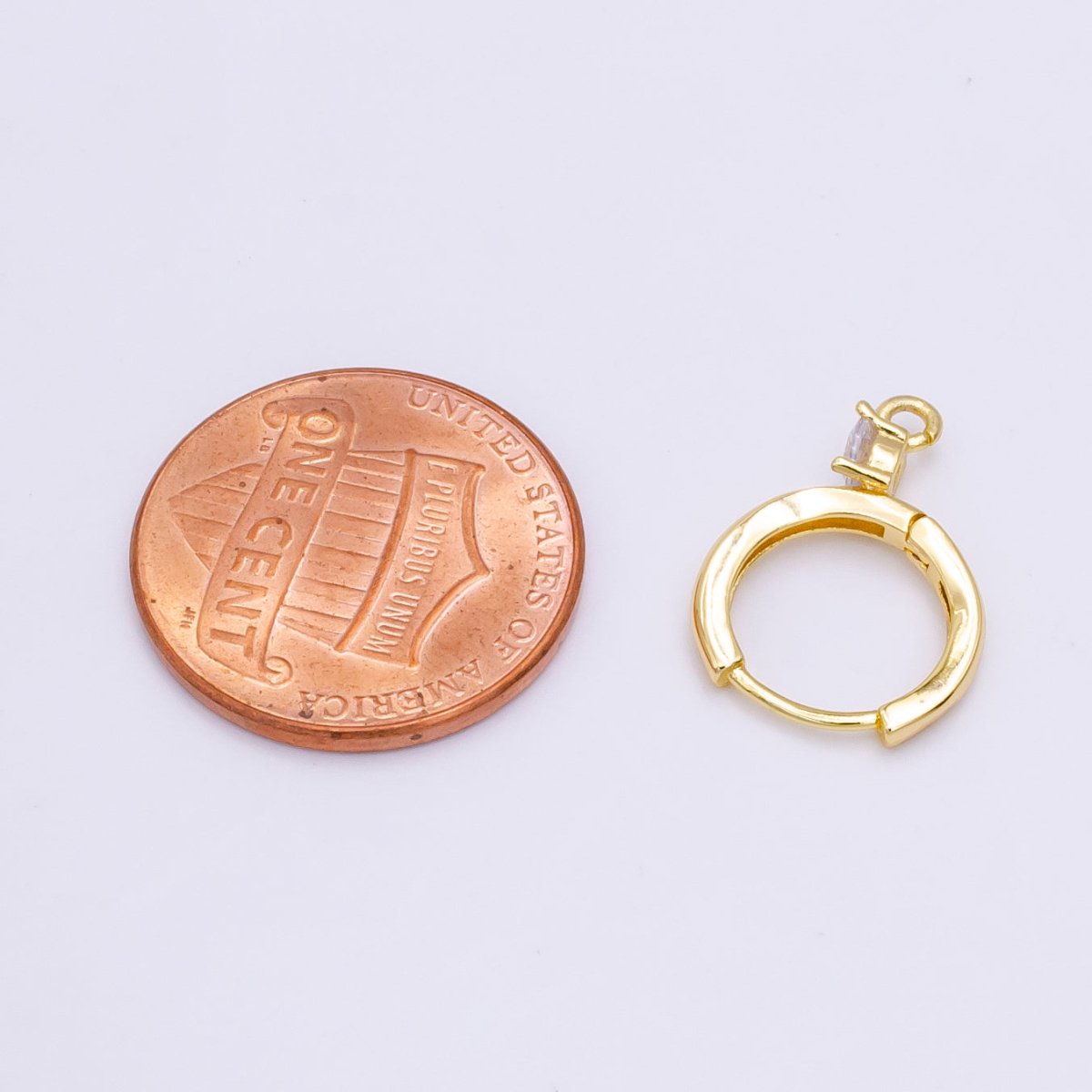 14K Gold Filled Clear CZ Open Loop 12mm Huggie Earrings in Gold & Silver | Z614 Z617 - DLUXCA