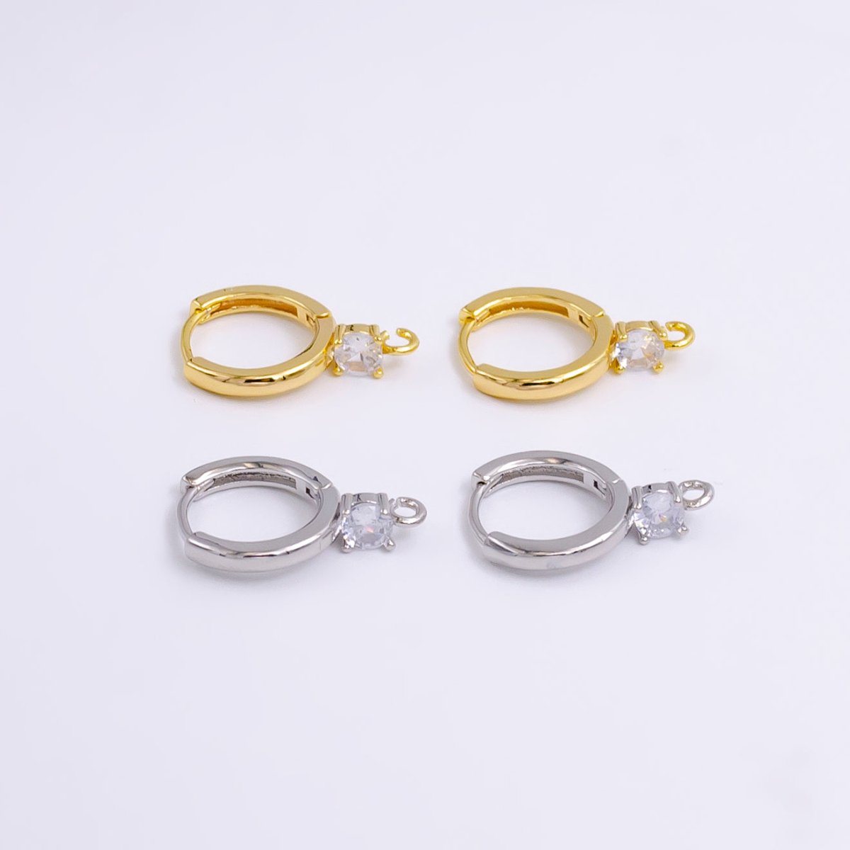 14K Gold Filled Clear CZ Open Loop 12mm Huggie Earrings in Gold & Silver | Z614 Z617 - DLUXCA